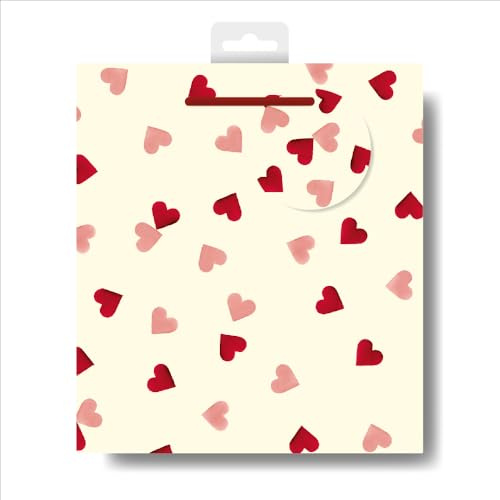 Emma Bridgewater Pink Hearts Medium Gift Bag Gift Wrapping Accessory 613456 by Woodmansterne