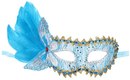 Tyuffghet Schmetterling Karnevalsmasken Gesicht Kostüm Fasching Maskenball Halbes Gesicht Maske Kostüm Karneval Party Augenmasken Glänzende Venezianische Maske (Blau)