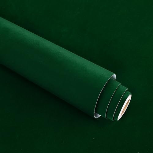 Stickyart Papel Pintado Autoadhesivo Terciopelo Verde Oscuro 30cmX200cm Papel Pared Muebles Vintage Vinilo Pared Adhesivo Habitacion Vinilo Adhesivo para Forrar Muebles Joyero Armarios
