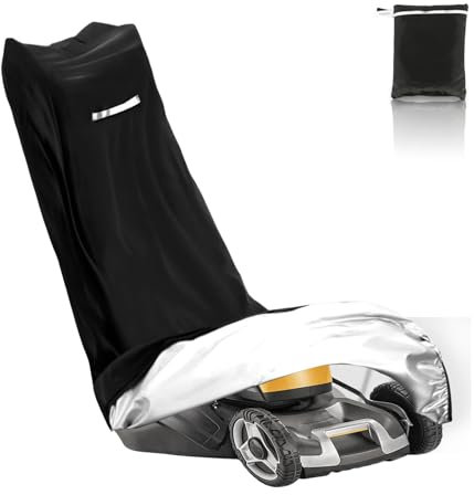 Rasenmäher Abdeckung, Rasenmäher Schutzhülle Wasserdicht 210D Oxford Gewebe Schutzhülle Abdeckhaube mit Kordelzug und Aufbewahrungstasche für Rasentraktor (195 x 108 x 66cm)