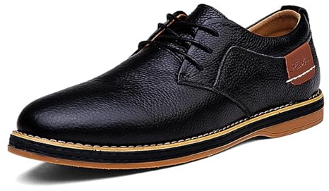 Unitysow Lace Up Shoes Mens Formal Dress Business Classic Casual Derby Shoes Comfortable Lightweight Non-Slip Leather Oxford Shoes,6111 Black,7.5 UK