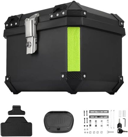 WUIETI Top Case Universal 45 l für Motorrad, Heckkoffer aus robustem und wasserdichtem Aluminium, Helmkoffer mit Sicherheitsschloss, Rückenlehne und Boden, Reisekoffer zur Aufbewahrung von Helmen