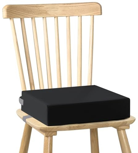 HVIERO Sitzerhöhung Stuhl PU Waschbar Zerlegbar Sitzkissen Stuhl mit 2 Sicherheitsschnalle Gurt Rutschfeste Stuhlerhöhung für Esstisch Baby Booster Seat (Schwarz)