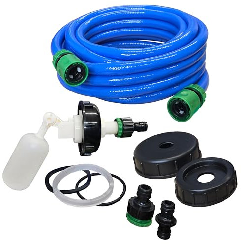 Purely Outdoors Universal Mains Water Adaptor Kit with Float System – Compatible with Aquaroll, Aqua Caddy, Aquarius, Roly Poly, and Water Hog – Includes 7.5m Food Grade Hose & Fittings