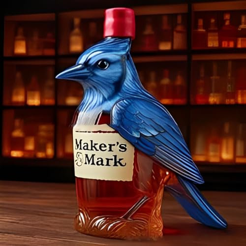 JDZYFFS Whiskey Decanter Bottle - Art Statue, 300ML Funny Whiskey Bird Wine Bottle, 2025 New Unique Glass Decanter For Whiskeys Decanters Set, Whiskeys Eagle Decanters Sculpture Gifts(Blue B)