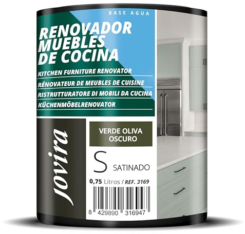 JOVIRA PINTURAS Vernice per rinnovare i mobili di cucina, bagno e porte, satinata all'acqua. (750 Millilitri, Verde Oliva Scuro)