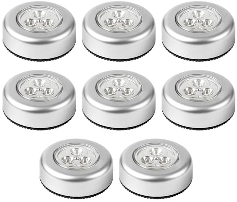 QhgPnt 8 Pack Stick On Lights for Walls, Push Lights, for Closets, Cabinets, Counters or Utility Rooms,Cordless Touch Light