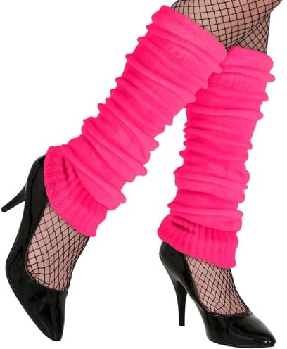 Trendandstylez Beinstulpen Damen Neon Strick Stulpen Beinwärmer in vielen Farben – Ideales 80er 90er Jahre Kostüm Zubehör für Fasching, Karneval, Mottoparty, Aerobic & Tanz Outfits (Pink)