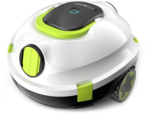 MEDOXA Robot de Piscine sans Fil, aspirateur de Piscine Automatique, 120 Minutes d'autonomie, stationnement Automatique, léger, Puissant Robot pour Piscine Hors-Sol/enterrée jusqu'à 110 ㎡(blancjaune)