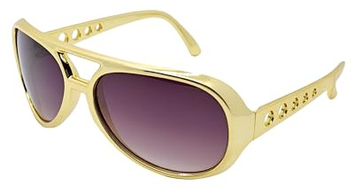 Elvis Brille Rockstar Style Brille 50er Jahre Brille Hippie Disco Kostüm Zubehör Halloween Verkleidung (Gold)