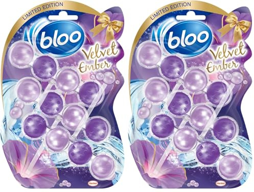 Bloo Limited Edition Toilet Rim Block Velvet Ember (3x50g) Clear water Toilet Rim Block with Velvet Ember scent, anti-limescale formular, 3 X Toilet Rim Blocks (Pack of 2)
