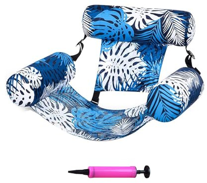 Sedia Gonfiabile da Piscina, Poltrona Galleggiante Adulti con Braccioli e Tessuto Mesh Traspirante, Flottante Piscina Stabile 76x40,5x61 cm, Pompa Gonfiaggio Portatile Inclusa (C)