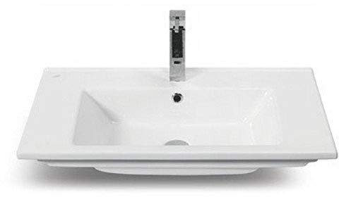 CeraStyle 067500-U-One Hole Arte Rectangular Ceramic Self Rimming Bathroom Sink, White