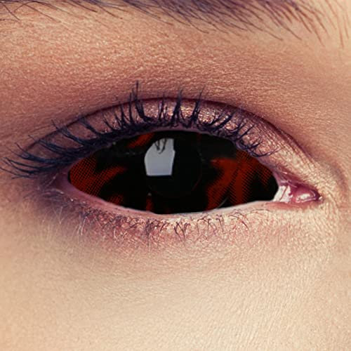 DESIGNLENSES Feurig schwarze große farbige Full Sclera Kontaktlinsen mit 22mm Durchmesser, 1 Paar (2 Stück) + Aufbewahrungsbehälter Black Beast