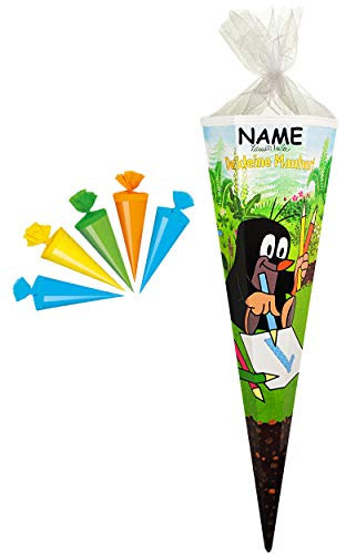 alles-meine.de GmbH Set Schultüte + 5 kleine Zuckertüten - Der kleine Maulwurf - Pauli - 85 cm - eckig - incl. Name - Tüllabschluß - Zuckertüte - mit/ohne Kunststoff Spit..