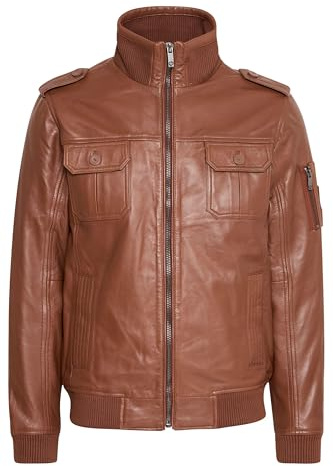 !Solid Famash Herren Lederjacke Bikerjacke Echtleder mit Stehkragen, Größe:XXL, Farbe:Golden Bro (5063)