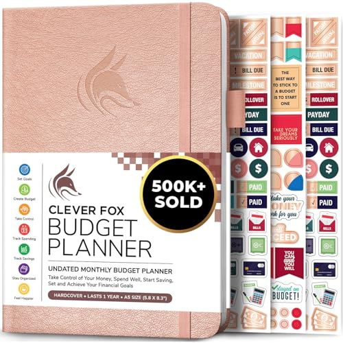 Clever Fox Budget Planner, Monthly Bill Tracker Book 14.5x21 Rose Gold | Monthly budget planner & monthly bill organizer, income & expense tracker notebook, saving budget book, financial planner