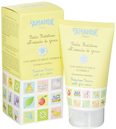 L'AMANDE - Pasta Cambio Pannolino Neonati e Bambini all'Ossido di Zinco, Crema Cambio Pannolino Neonato Protettiva, Emolliente, Lenitiva, Crema Pannolino con Vitamina E e Amido di Riso - Enfant 150 ml