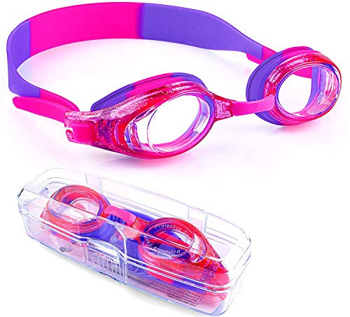 iToobe Swim Goggles, Anti-Fog Leak Proof Kids Swimming Goggles Flexible Nose Bridge Wide View Swim Glasses with Portable Case for Children Teens Girls