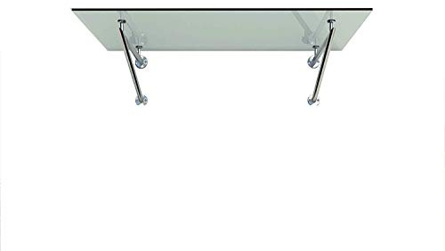 BuyLando-Shop Vordach Glasvordach Türvordach Verbundsicherheitsglas Klarglas VSG Edelstahl (160x90cm (2X V-Halterung))