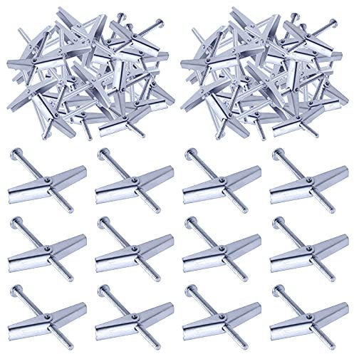 Swpeet - Set di 30 bulloni a levetta da 1/8 e dadi ad ala per appendere oggetti pesanti su cartongesso