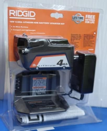 RIDGID 18V Lithium-Ion 4.0 Ah Battery and Charger Starter Kit