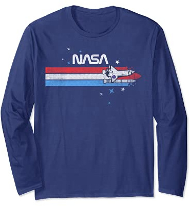 NASA Rocket Launch Stripes Long Sleeve T-Shirt