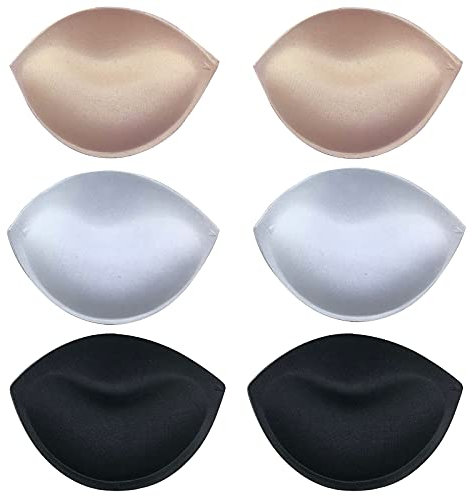 ROSAA Inserto Reggiseno, Potenziatore Imbottitura Push up Copricapezzoli Sottili e Spessi Semicircolari Staccabili (Nero,Nudo,Bianco)