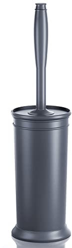 UPTRONIC Toilettenbürste, Toilettenschüsselbürste mit extra langem Griff, langlebige Borsten, WC-Schrubber und abgedeckter Halter für WC-Bürsten-Set für die Badezimmer-Reinigung (Grau, 1 Set)
