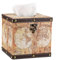 BTSKY Porta tovaglioli in legno + PU Retro casa ufficio cubo quadrato porta fazzoletti, elegante ed elegante decorazione per la casa (mappa gialla)