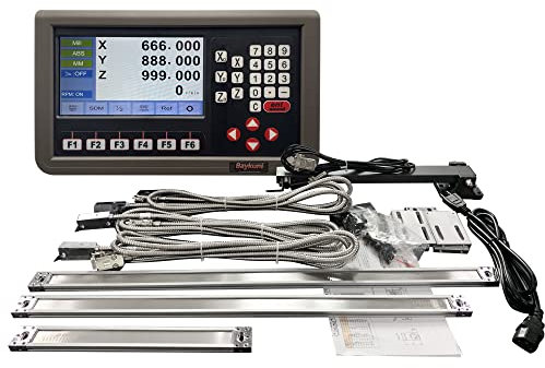 Baykunl 3 Axis DRO Digital Readout for Milling Machine Lathe Machine, 14 x 36 x 16, 5um Resolution, Metal Shell, Part Number: D80M-3V RPM