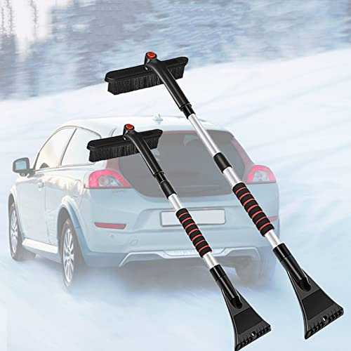 HGKHJ 2 Sets Multifunktionale Ausziehbare Auto-Schneeschaufel + Schneebürste, Automatische Scheibenreinigungs-Eiskratzer, Winter-Auto-Schneeschaufel-Bürstenentfernungswerkzeuge