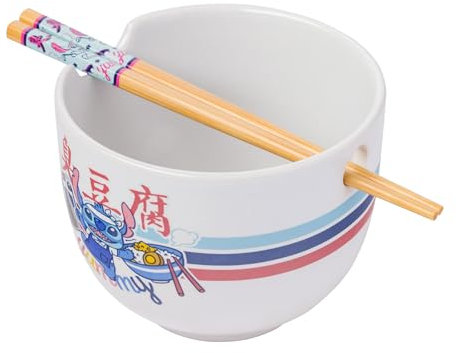Silver Buffalo Lilo and Stitch Yummi Ramenschale mit Essstäbchen, Keramik, 590 ml
