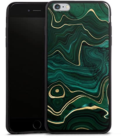DeinDesign Slim Case extra dünn kompatibel mit Apple iPhone 6s Plus Silikon Handyhülle schwarz Hülle Flüssig Stein Marmor