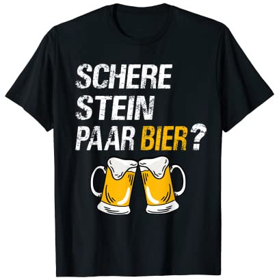 Homme Chope à bière en forme de houblon - Ciseaux - Pierre - Couple de bière T-Shirt