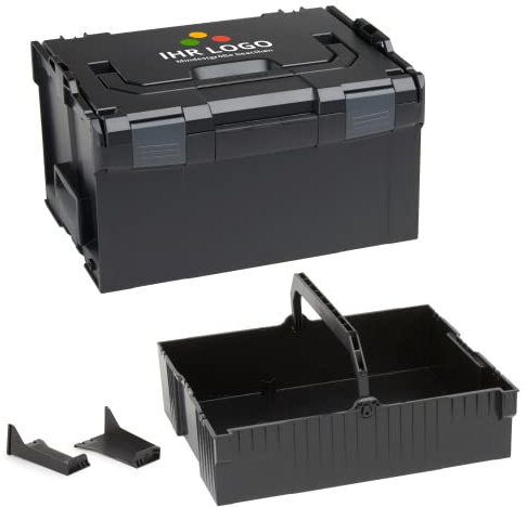 Bosch Sortimo L-BOXX 238 Größe 3 schwarz individuell anpassbar mit Ihrem Logo | mit Einhängeeinsatz schwarz | Transportsystem Werkzeug | Ideale Werkzeug Aufbewahrung
