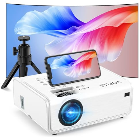 5G WiFi Bluetooth Projector with Projector Screen, VOPLLS Native 1080P Portable Projector Home Theater Movie Projector 4K Support with 4P Keystone Correction, Zoom, PPT Function for PC/Android iOS Phone/TV Stick