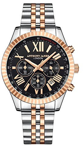 Anthony James Chrono Sport-Armbanduhren für Herren – Chronograph, handmontiert, Wasser- und Kratzfest – Analoguhr mit Minuten, Stunden und Sekunden Männer –