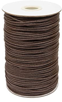 Realm Waxed Cord Cotton - Bracelets, Necklaces, Jewellery Thread, Shamballa Macrame (2mm Brown - 3m)