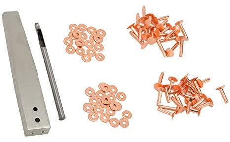 Copper Rivets Burrs Kit, Hand Made Copper Rivets with Setters for Bag (Style C)