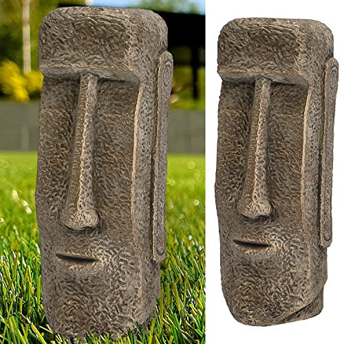 Cepewa Moai Head Figurine de jardin | Terracotta 16 x 40,5 cm Or | Buste Sculpture Statue en pierre Design île de Pâques (1 tête Moai dorée H41 cm)
