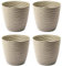 AC - Pack de 4 Macetas Redondas con Plato - Diseño Wind (Ø 19 cm) - Fabricado en plástico - Ideal para jardín Exterior, terraza o balcón - Color Beige