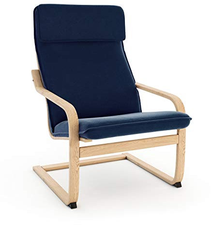 Vinylla Sesselersatzbezug hergestellt für IKEA POANG Stuhl (Kissen Design 1, Baumwolle - Blau)