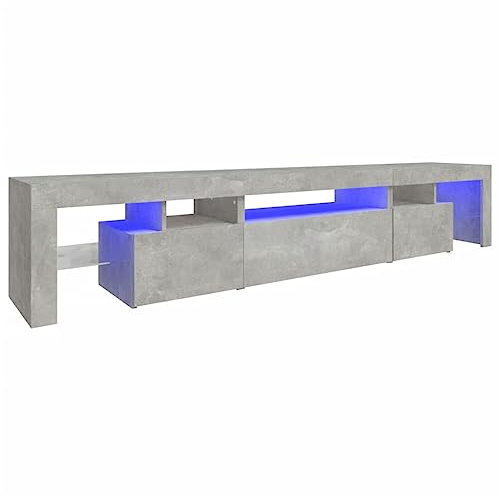 Tidyard Mobile,Porta TV,Moderno,con Luci LED,in Multistrato,Grigio Cemento,con Scomparti,215x36,5x40 cm,Mobile Porta TV con Luci,Mobile Porta TV Soggiorno,Mobile Porta TV Soggiorno con LED