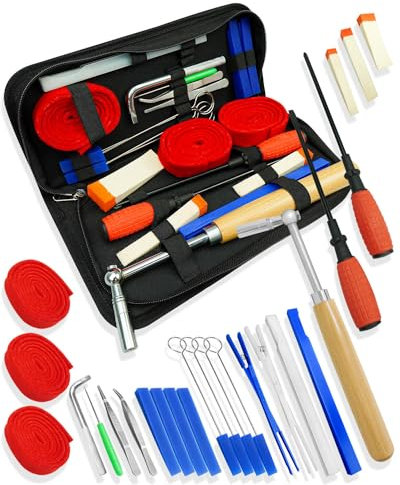 23-teiliges professionelles Klavier-Stimmset, Klavier-Stimmwerkzeug-Set mit Klavier-Stimmhammer/Stimmschlüssel, Schraubenschlüssel, Stimmstummschaltung und tragbarer Tasche für Anfänger