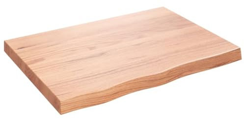 vidaXL Waschtischplatte, Multifunktional Arbeitsplatte mit Naturkante, Waschtischkonsole Tischplatte für Badezimmer, Holzplatte Platte, Hellbraun 80x60x(2-6) cm Massivholz Behandelt