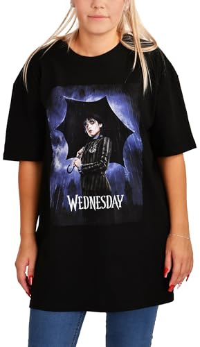 Elbenwald Wednesday T-Shirt Oversize mit Teaser Poster Motiv für Herren Damen Unisex Baumwolle schwarz - XL