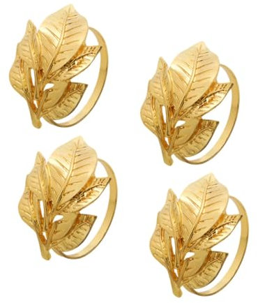 Ciieeo 2sets Serviettenhalter Ringe Blatt Design Serviettenschnallen Robuste Legierung Für Hochzeit 4 Stücke * 2