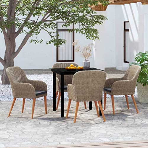 MNISDFL Gartenlounge Biertischgarnitur Terrassenmöbel 5-TLG. Garten-Essgruppe mit Kissen Braun