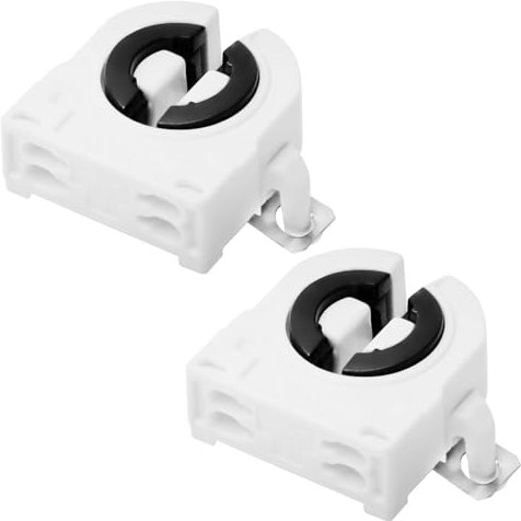 SBTRKT 20 Stück T8-Lampenfassungen, 2 A, PC-Kunststoff, AC 500 V, 100 Grad, Leuchtstofflampenfassungen, G13-F41A-Sockel, Einzelkopf-Grabstein-Lampenfassungen for LED-Leuchtstoffröhren-Ersatz, weiß